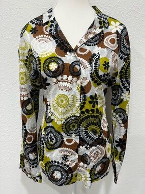 VERA BRADLEY Cocoa Moss Button Down PJ Top NWT